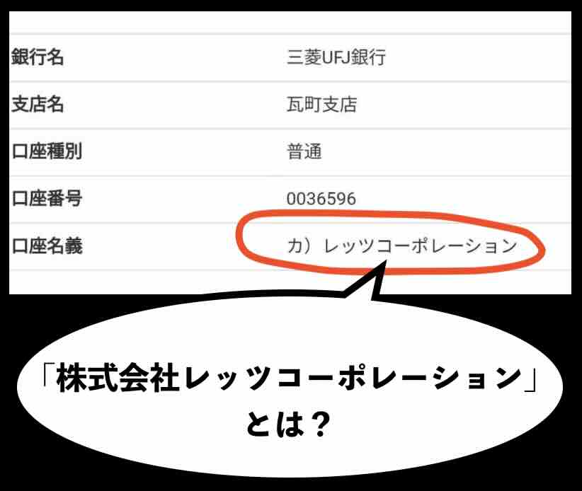 カチケンの振込先が「レッツコーポレーション」?